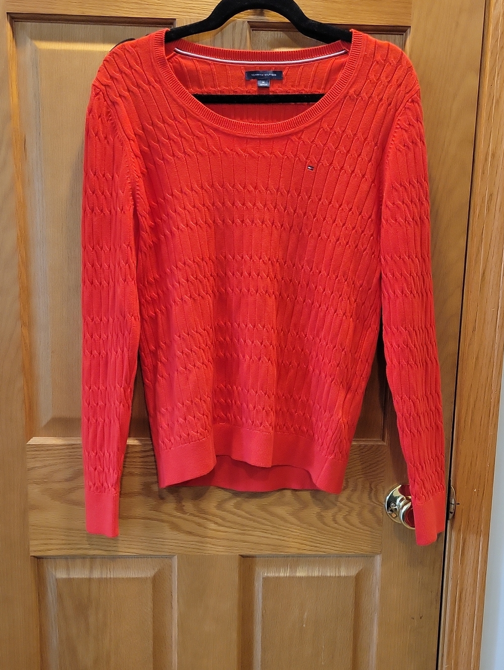 Tommy Hilfiger Women's Red Cable-Knit Sweater